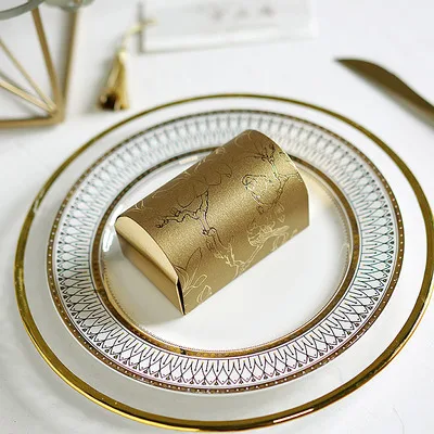 gold 50 шт. Свадебная сувенирная и Подарочная коробка для конфет Новое поступление роскошное Золотое Тиснение темно-синий, бордовый красный золотой белый - Цвет: gold