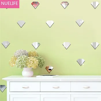 

60pcs diamond-patterned mirror Wall stickers baby room children bedroom living room TV sofa background decoration Wall stickers