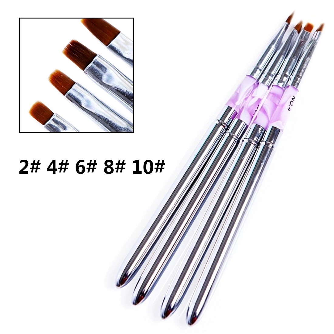 UV Gel Nail Polish Glitter Brush Flat Mink Hair Head Purple Acrylic