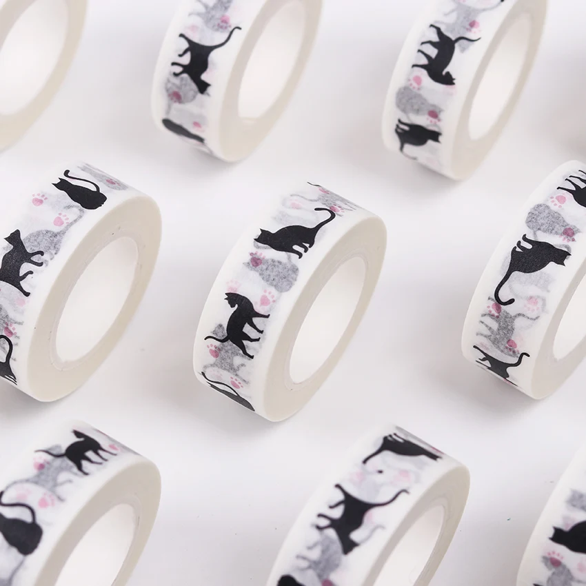 1%20PC%201.5Cm%20Wide%20Pink%20Foot%20Print%20Black%20Cat%20Washi%20Tape%20DIY%20Scrapbooking%20Sticker%20Label%20Masking%20Tape%20School%20Office%20Supply%20-%20Image%203