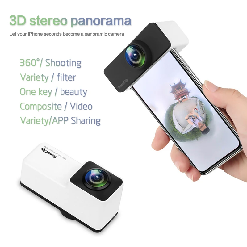 

Newest Rectangle iphone 360 Degree Panoramic Camera Lens Full View Shot Dual Lense for Apple iPhone X 6 7 8 Plus Cellphone