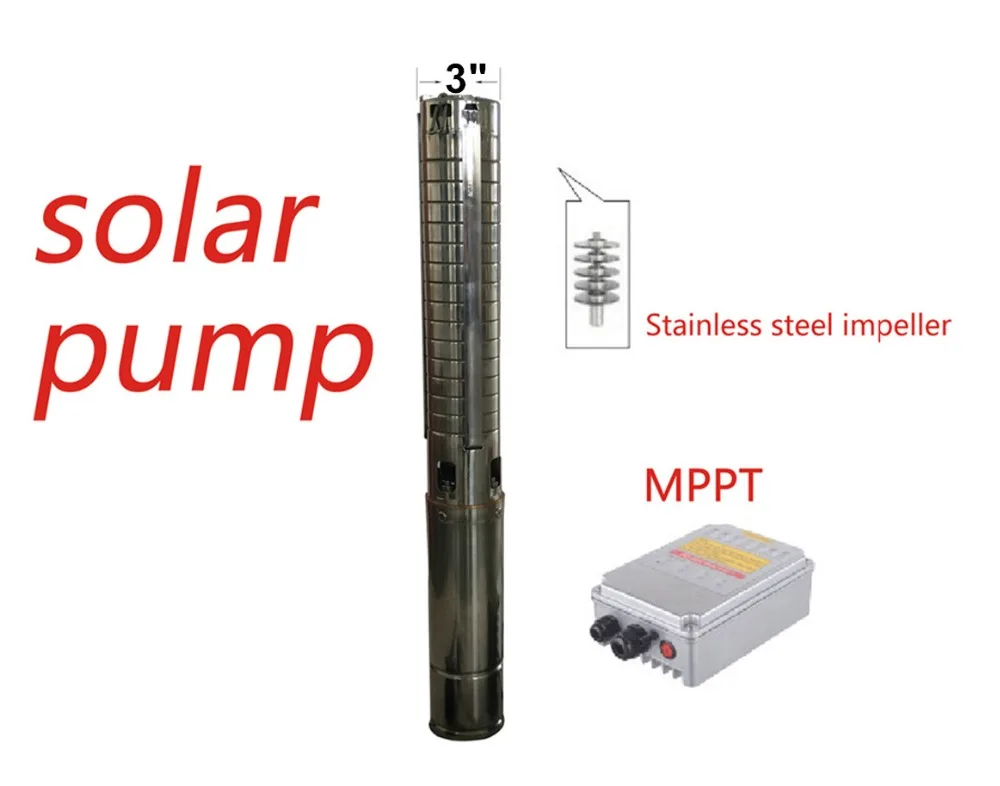 DC 48 в 500 Вт 3 дюймов солнечных погружной насос глубокий колодец Солнечный водяной насос для скважины для полива и орошения 3SPSC5. 0/50-D48/500