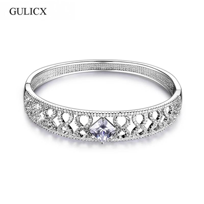 Женские Квадратные браслеты с подвеской GULICX модные из белого золота|bangles fashion|fashion