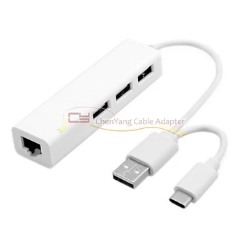 

Combo USB 2.0 & 3.1 Type C USB-C Multiple 3 Ports Hub with Ethernet Network LAN Adapter for Chromebook