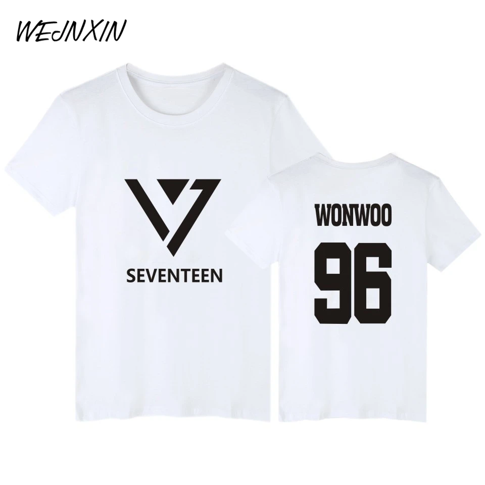 WEJNXIN Kpop Seventeen Shirt Women Cotton Tshirt O Neck Short Sleeve ...