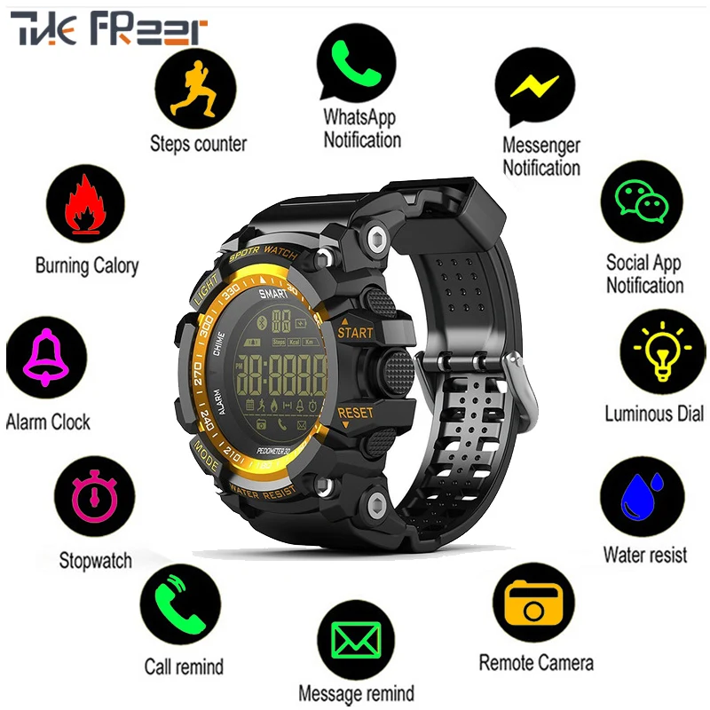 

Smart Watch Fitness Tracker Bluetooth Clock Notification Remote Control Pedometer Sport Watches IP67 Waterproof Men's Wristwatch