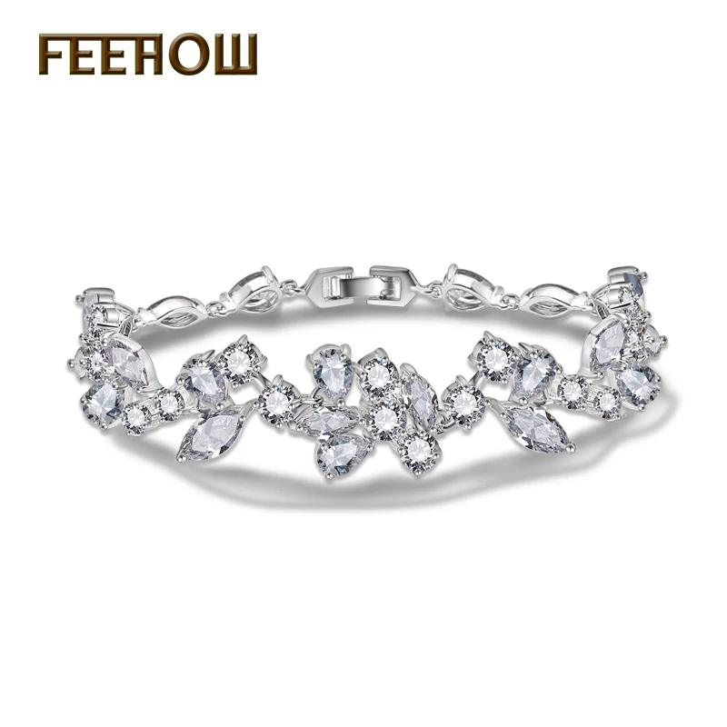 FEEROW 3 Color Choice Marquise Round Pear Shape AAA Cubic Zirconia Women Bangle FWBP014