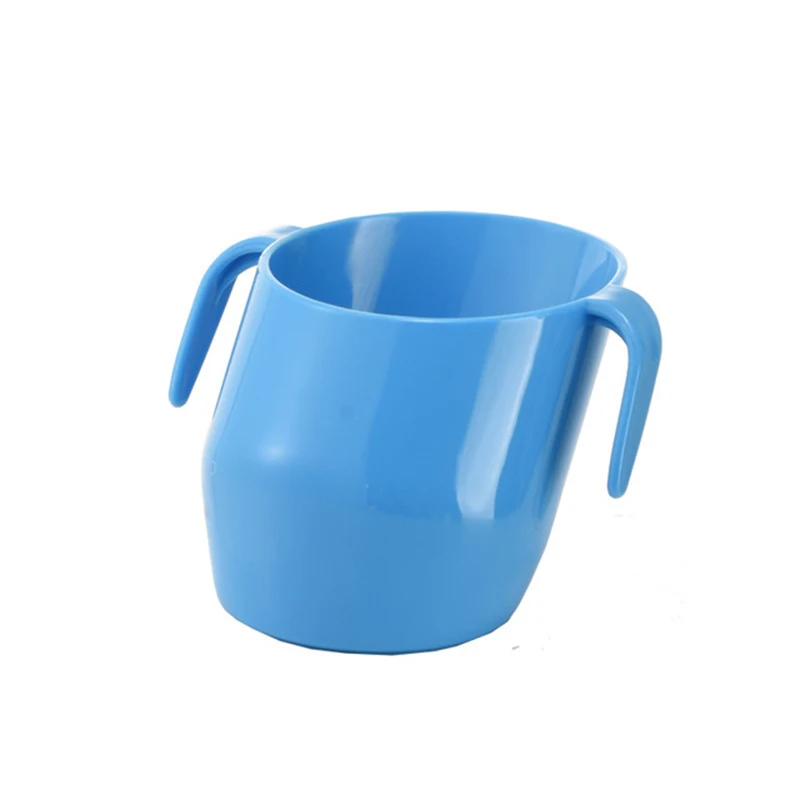 Детские изоляции косой рот чашки герметичные малыша обучения питьевой с двойной ручкой в стиральной машине устойчивостью бутылки NBB0365 - Цвет: blue