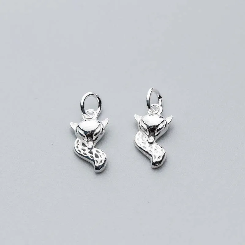 

925 Sterling Silver Craft Fox Charms 15.5x8.5mm High Quality Silver Decoration Dangle Pendants DIY Jewelry Making For Birthday