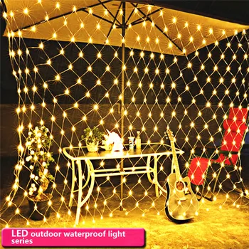 

3x2m Led Starry String Light Fishing Net Light Waterproof Christmas Wedding Outdoor Decorative Lights 200led 220v Eu Plug