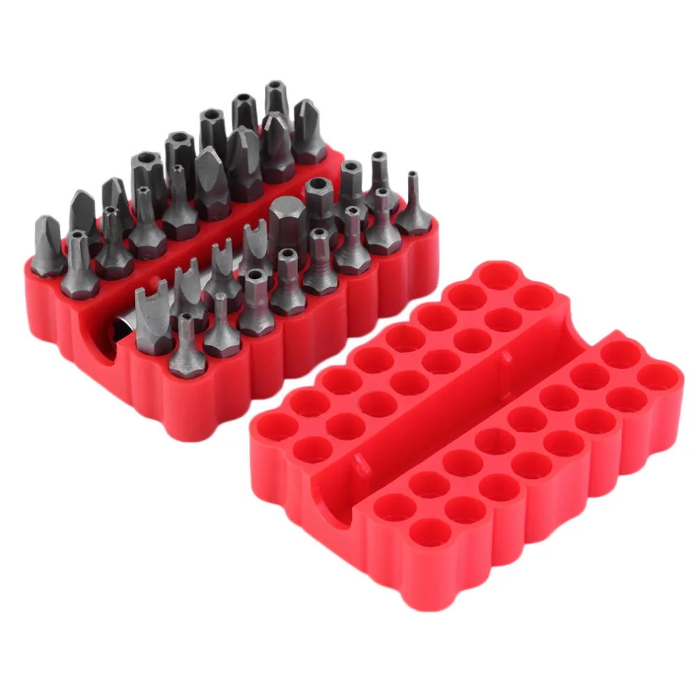 

Security Tamper Proof Bit Set 33pcs Torq Torx Hex Star Spanner Wing Electric Screwdrive Hex Bit 6.35CM Magnetic Holder with Case