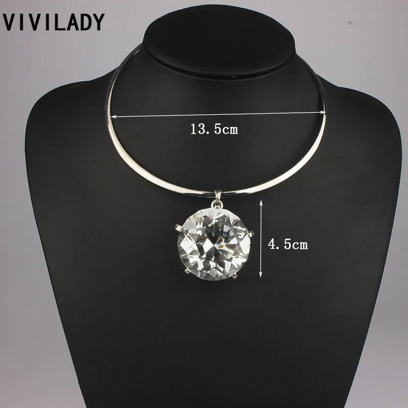 VIVILADY, ювелирное изделие, массивные Подвески с большими кристаллами, ожерелья с кругами для женщин, ошейник, дросселя,, бижутерия, аксессуары, вечерние, подарки
