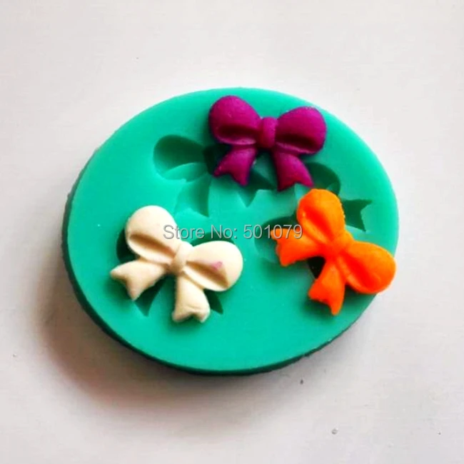 

6pcs/lot y018 Liquid Silicone Cake Fondant Mold 3pcs Bow Cake Decoration Mold Bakeware Soap Tool