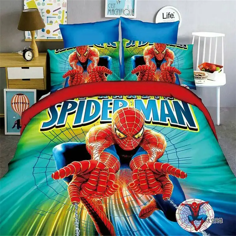 Disney spiderman Комплект постельного белья мультфильм мальчик постельное белье 3d