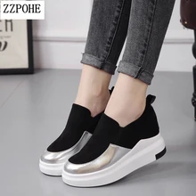 Демисезонная женская обувь; женские замшевые туфли на плоской подошве; Женские Повседневные слипоны на платформе; женская обувь; большие размеры 35-40