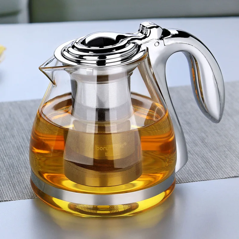 1100ml High quality glass tea pot tea maker set with stainless steel