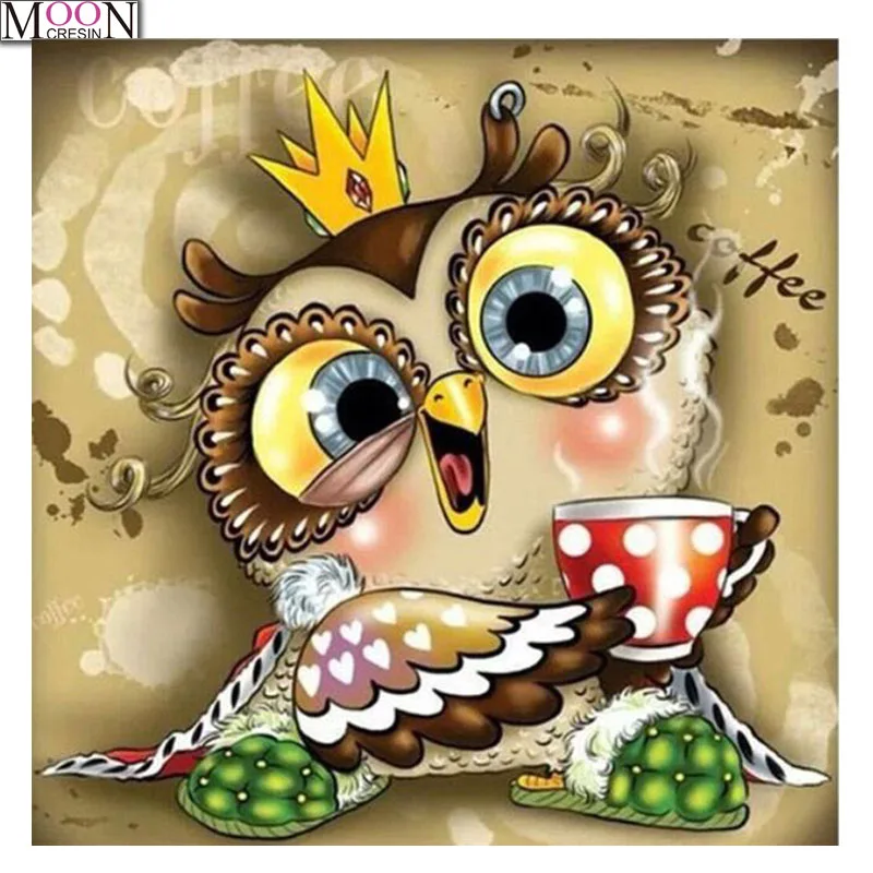 

MOONCRESIN DIY Diamond Embroidery Lovely Cartoon Owl Diamond Painting Cross Stitch Full Square Drill Rhinestone Mosaic Decor Art