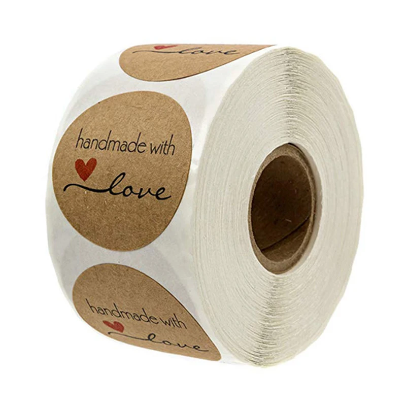 

1000 PCS Round Kraft paper "Handmade wich LOVE" Home stickers Wedding ramadan gifts packaging seal labels Stationery stickers