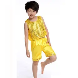 Детская Одежда для танцев, костюм для бальных танцев для мальчиков, жилет с блестками, костюм