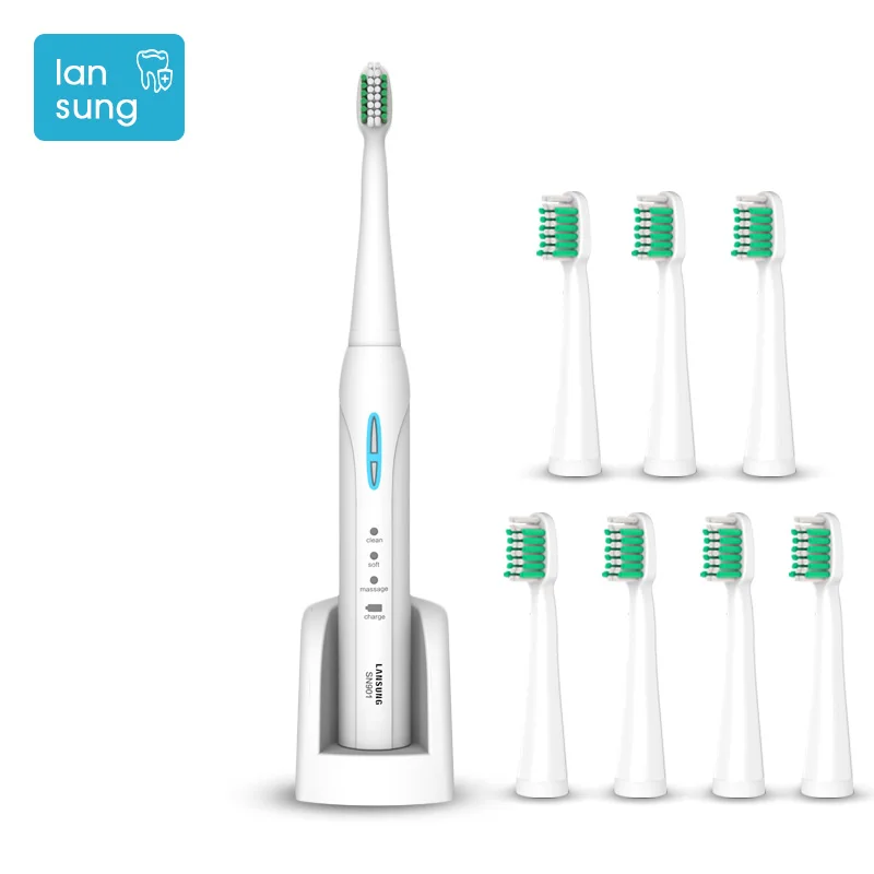 Lansung зубная щетка электрическая зубная щетка Sonicare перезаряжаемая электрическая зубная щетка Escova De Dente Eletrica гигиена полости рта щетка 4 - Цвет: blue8heads