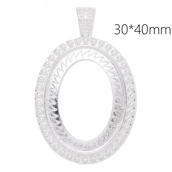 

20 pcs Antique Silver Silver tone Metal Alloy PENDANT TRAYS Blanks Bezel fit 30*40 mm Cabochon Setting-C4211