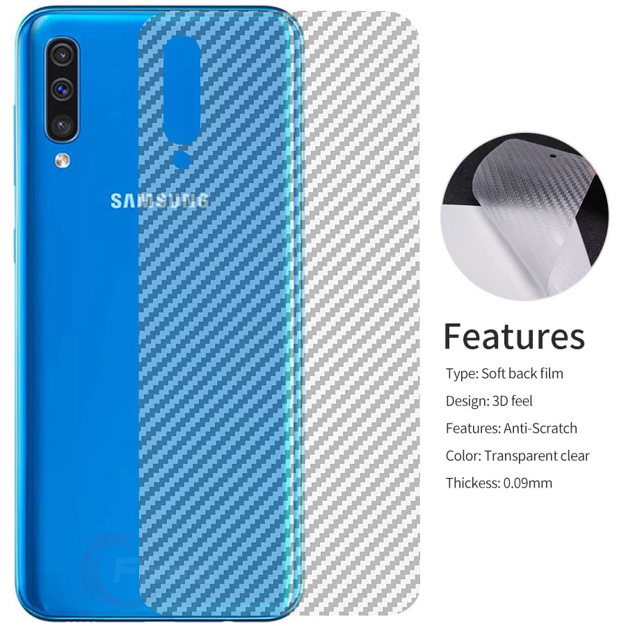 

Fizazi 5Pcs 3D Carbon Fiber Screen Protector For Samsung Galaxy A50 Full Cover Protective Back Film For Samsung Galaxy A50