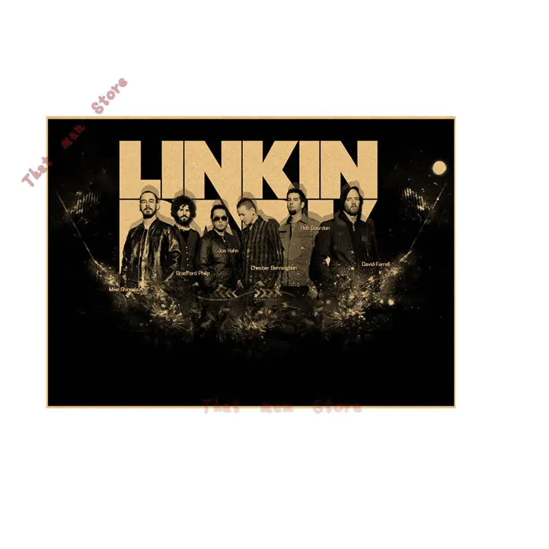 Винтажная ретро-рок-группа Linkin park, музыкальная гитара, матовая крафт-бумага, античный плакат, настенная наклейка, домашний декор - Цвет: Шоколад