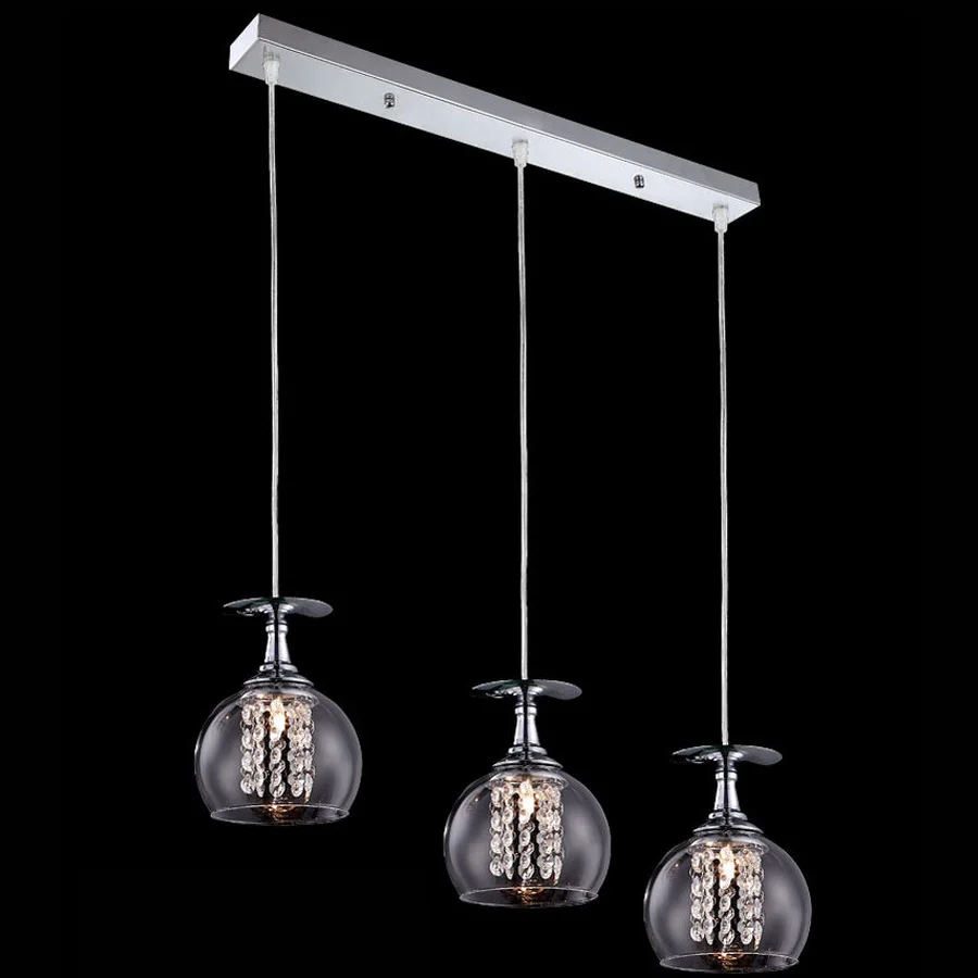 LED Crystal Glass Shade Dining Room Pendant light Modern ...