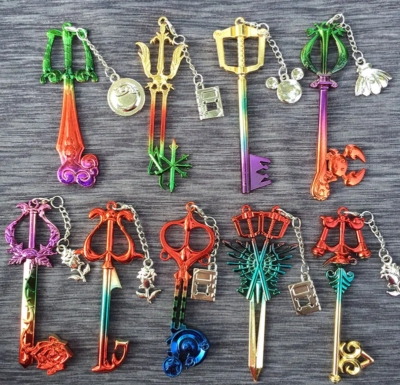 

Kingdom Hearts Three Wishes Oathkeeper key rings Colorful Keychain Keyring Pendant Charm Cosplay Jewelry Gift For Collection
