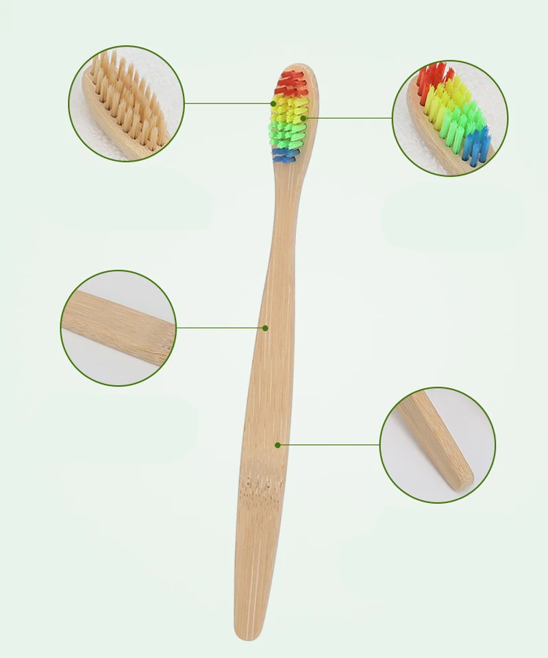 3 шт красочные головы Зубная щётка отбеливание зубов Защита окружающей среды Низкоуглеродистая деревянный ручка зубная щетка для ухода за