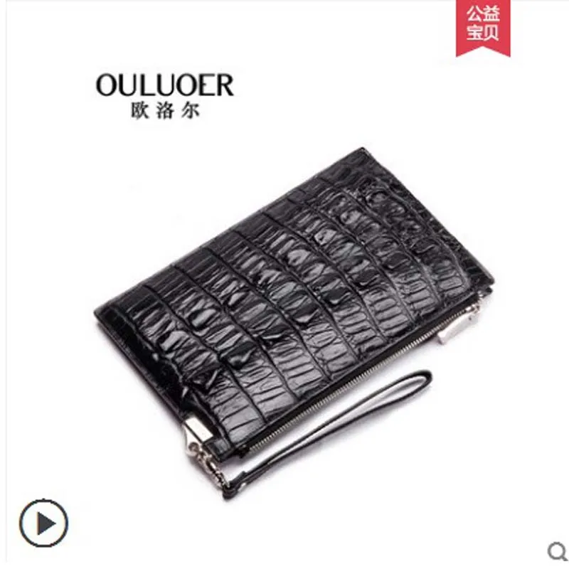 

ouluoer 2019 new Thai crocodile leather envelope men's bag large capacity business hand bag clutch bag men wallet