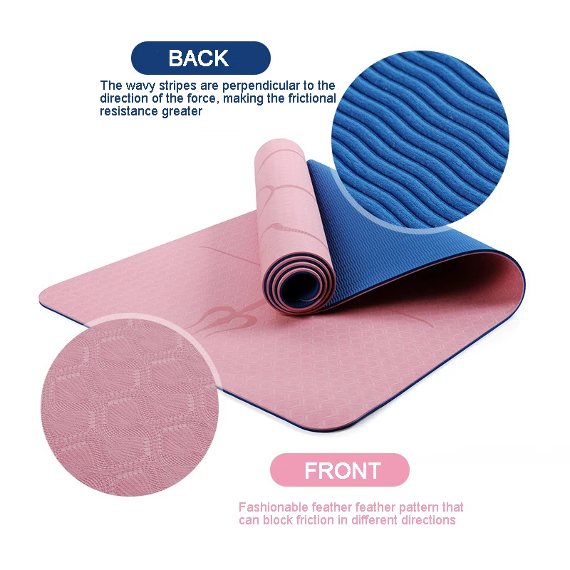 Hot Sale TPE Non-Slip Position Line Fitness Yoga Mats Double Layer 6mm Eco-friendly Tasteless Lose Weight Exercise Health Mat Hot Sale TPE Non-Slip Position Line Fitness Yoga Mats Double Layer 6mm Eco-friendly Tasteless Lose Weight Exercise Health Mat