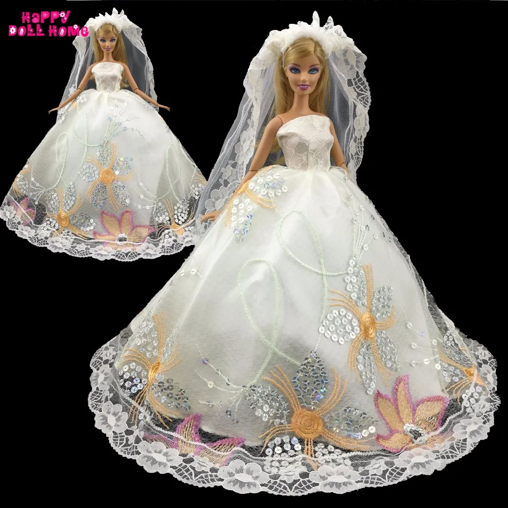 Wedding Party Dress Princess Sequin Gown Bridal Veil Lace Costume For