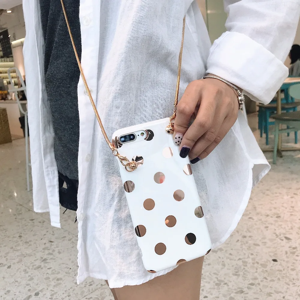 

Cute simple wave point silicone phone case for iphone X for iphone XS MAX CASE 7 7plus 8 8plus 6 6s plus cover crossbody strap