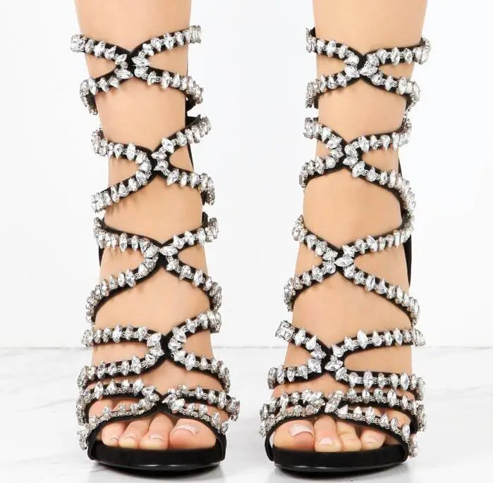 crystal strap heels