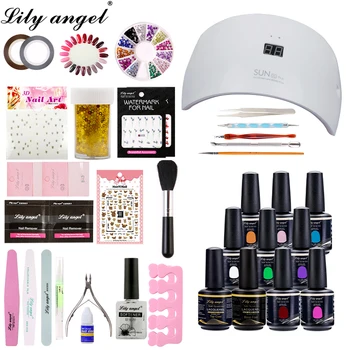 

Lily Angel gel nail kits with lamp 90Colors UV Gel Nail Polish Soak Off 36W&48W Intelligent UV LED Lamp Nail Art Tool Sets Kit
