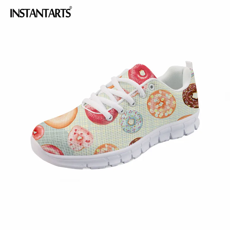 INSTANTARTS десерты торт узор Для женщин кроссовки для девочек Обувь с дышащей сеткой туфли на плоской подошве комфорт на шнуровке Повседневная прогулочная обувь Mujer
