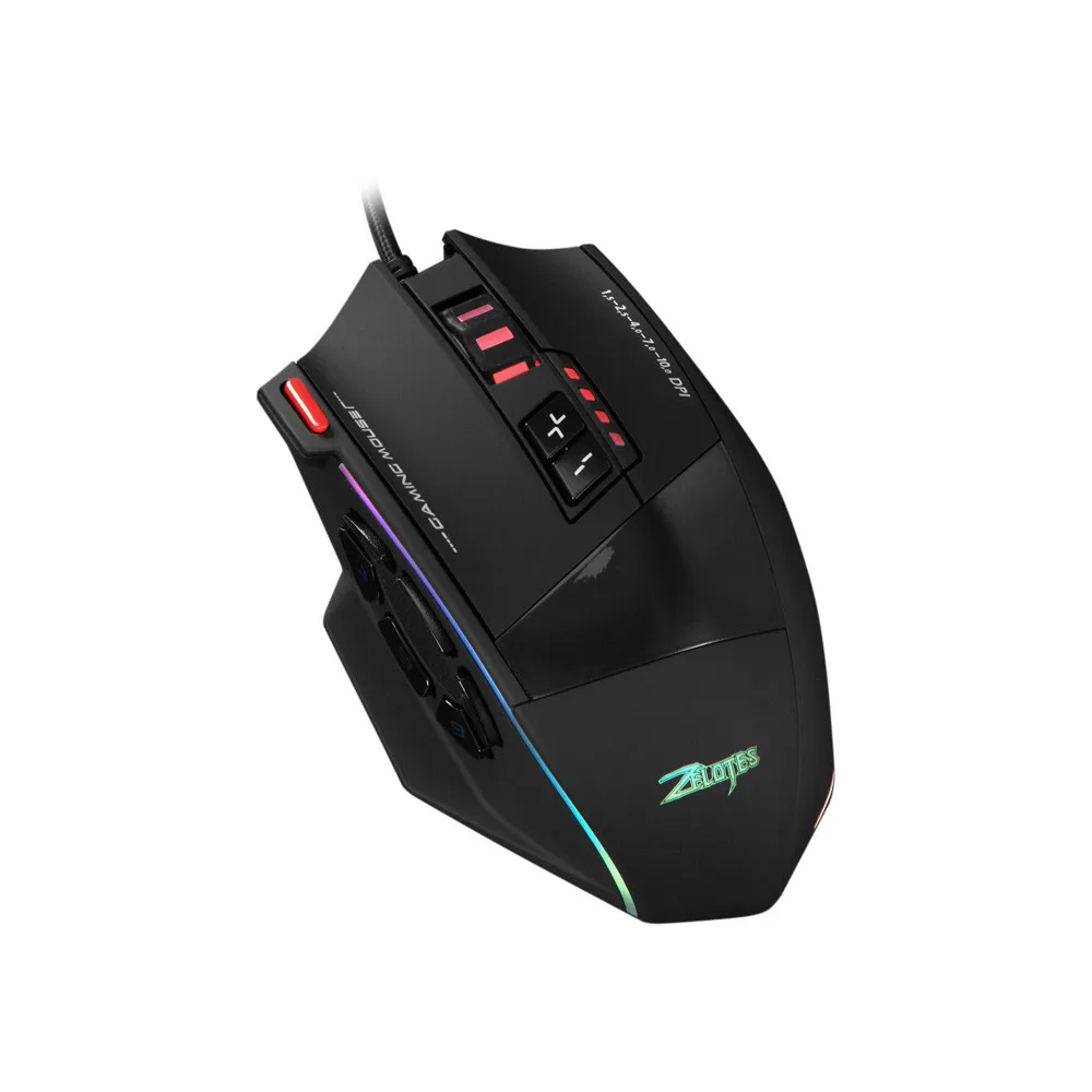 Zelotes C13 игровая мышь 7000 dpi 13 программируемых кнопок RGB светодиодный светильник мыши