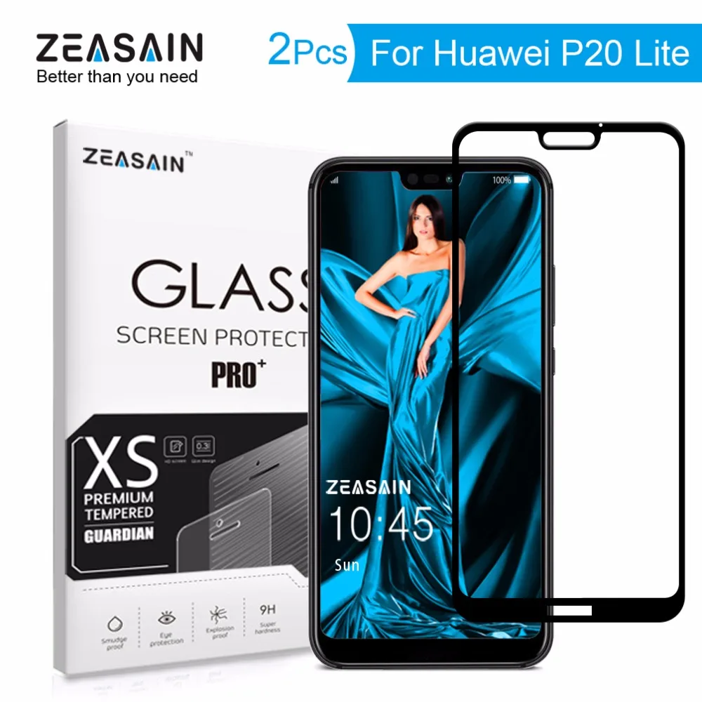 2 Pack Original ZEASAIN 2.5D Full Cover Tempered Glass Screen Protector For Huawei P20 Lite P20Lite Huaweip20 Lite 9H Glass Film