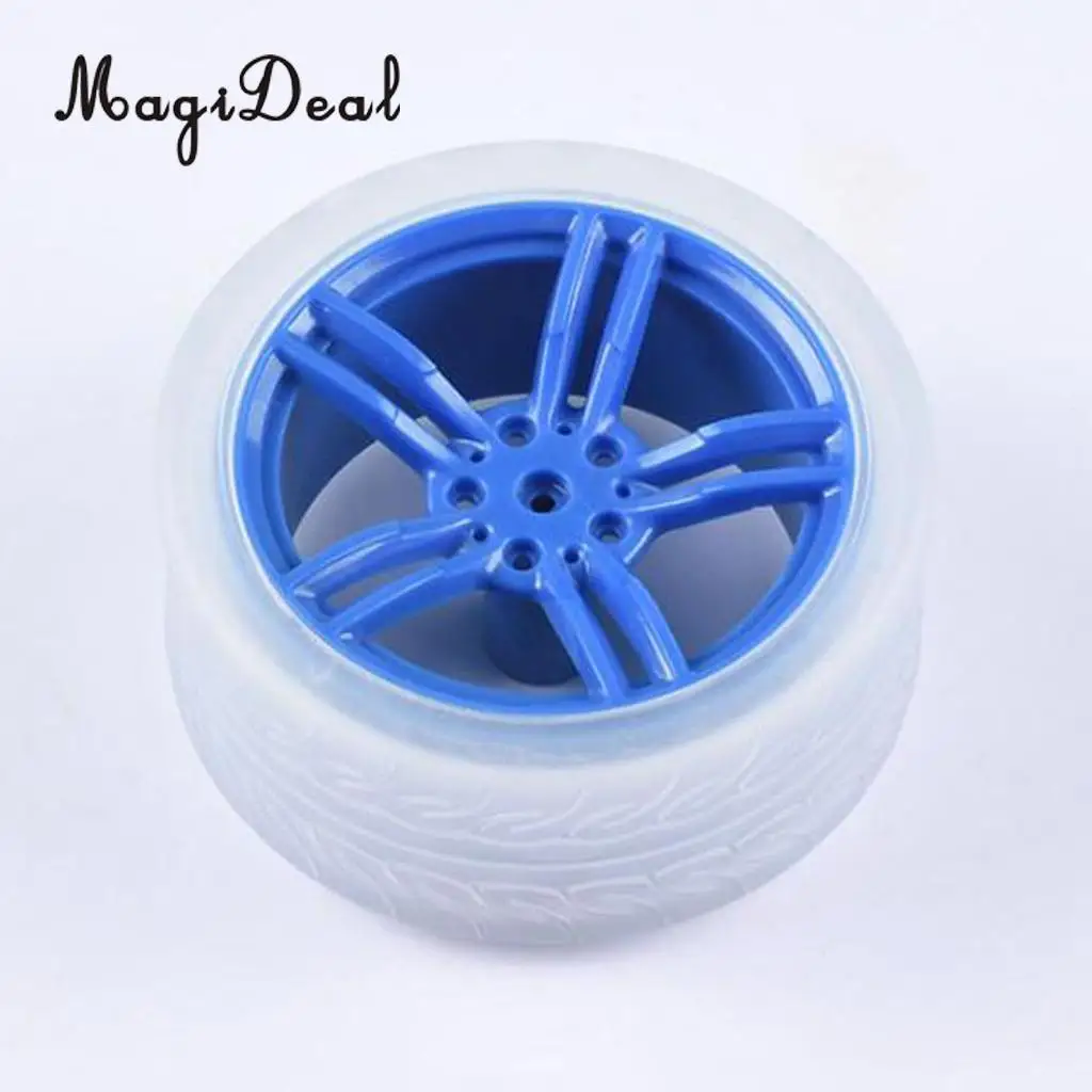 MagiDeal 2Pcs DIY Rubber Plastic Motor Wheel Tyre Tire for Smart Robot Car wheels Handmade Crafts RC Motor Car Parts Toys