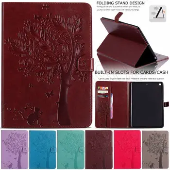 

PU Leather Cover For iPad Mini 1/2/3/4 Case Cat Tree Embossed Wallet Stand Case with Auto Wake/Sleep Smart Cover Shell Tab Skin
