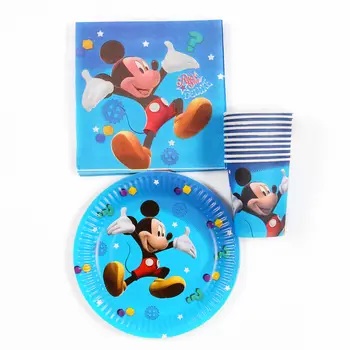 

60pcs Mickey Mouse Theme Party Supplies Kid Birthday Party Decor Event Party Supplies Paper Plate Cup Napkins Christmas Party