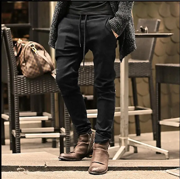 2017 New Mens Spring Summer Elastic Rope Stretch Skinny Pants Casual