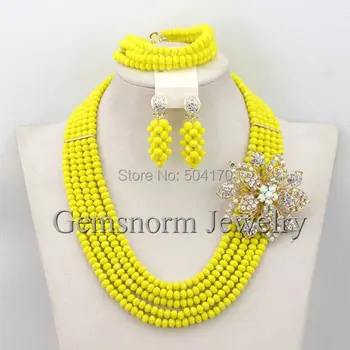 

Pretty Yellow African Costume Beads Jewelry Set Dubai Gold Jewelry Set Fashion Party Jewelry Set Free Shipping GS868