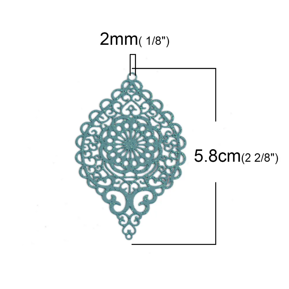 Doreen Box медные Подвески полые овальные сердце Филигранное тиснение разноцветные ювелирные изделия аксессуары фурнитура 5,8 см x 3,7 см, 5 шт