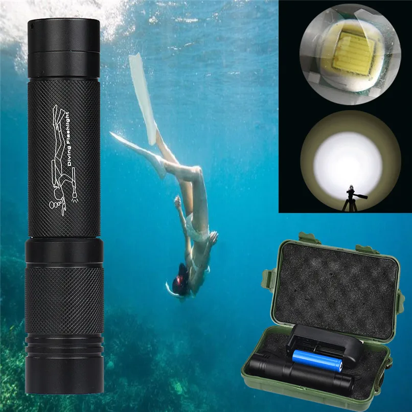 

100m Waterproof XMLT6 LED Diving Scuba Flashlight Torch by 18650 Underwater Diving Scuba Flashlights #F#35