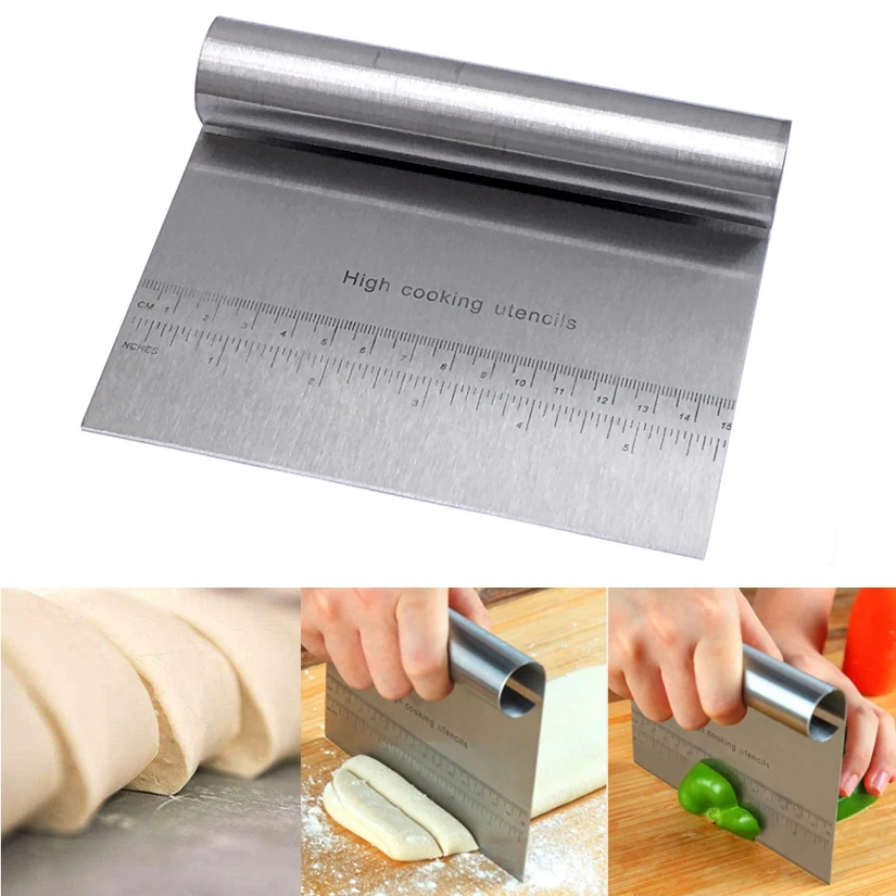  Stainless Steel Cream Pizza Dough Scraper Cutter Baking Pastry Spatulas Fondant Cake Decorating Too