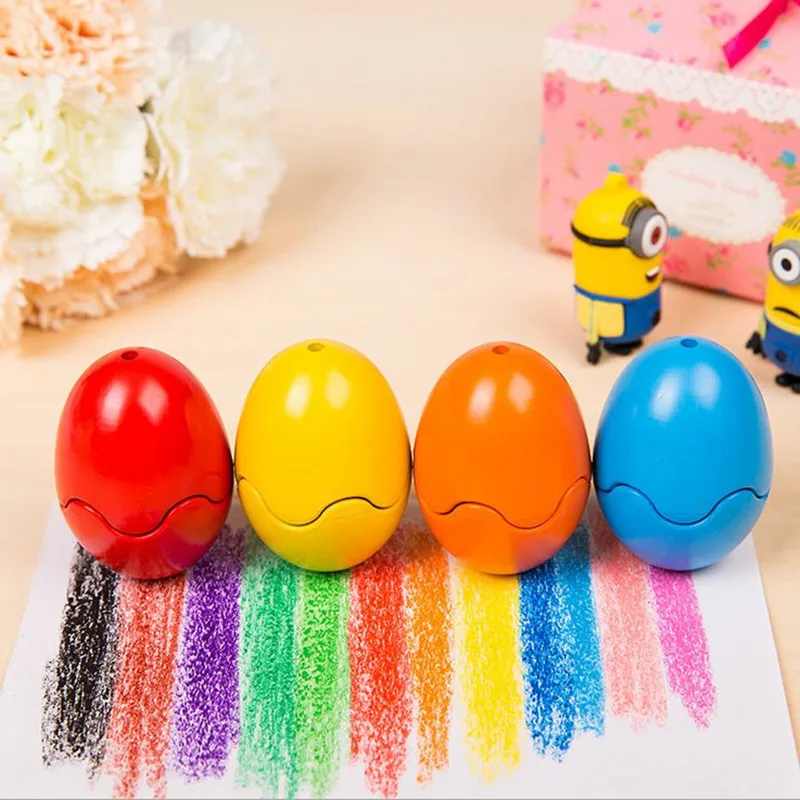 

Coloffice 10PCS/Box Crayon Colorful Wax Crayons Painting Gift for Kids Drawing Highlighter Cartoon Egg Shape Graffiti Pen School