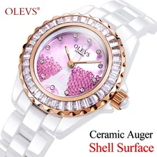 OLEVS Women Watches Top Famous Brand Quartz Luxury Wristwatches Casual Rose Gold Ceramic Female Ladies Watches Relogio Feminino