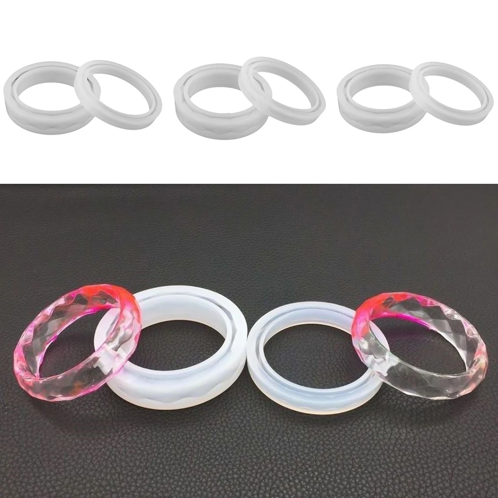

2 Pieces DIY Craft Supplies Silicone Round Molds, Faceted Bracelet Bangle Resin Casting Mould, Jewelry Making Moulds Tool